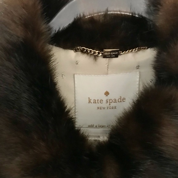 NWT Kate Spade Faux Fur Coat, Brown, L - Picture 3 of 13